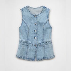 AE crew neck button up denim vest